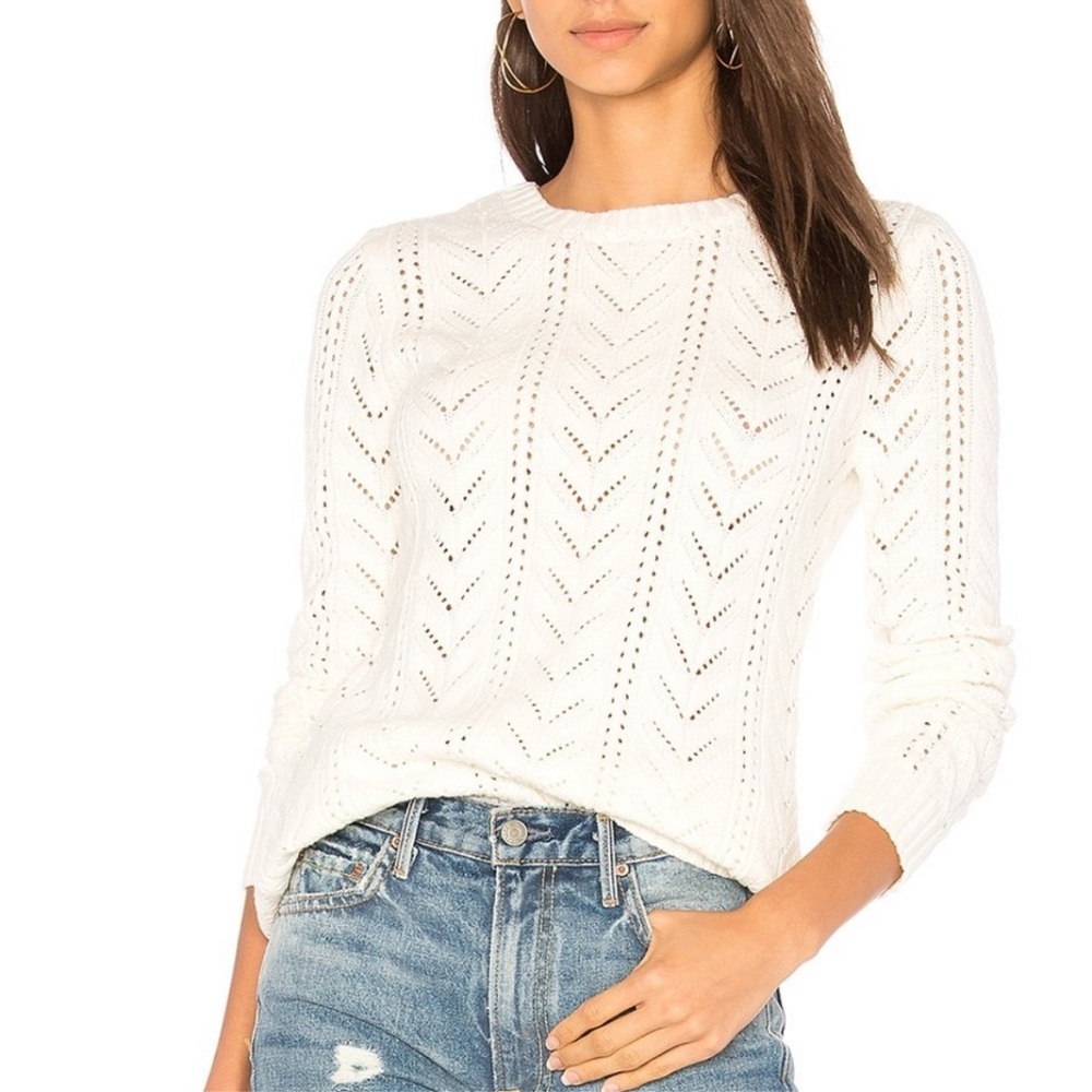 Tularosa Ivory Lace-Up V-Neck Sweater